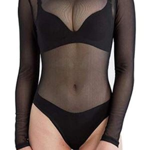 Sexy Long Sleeve Mesh Sheer Jumpsuit